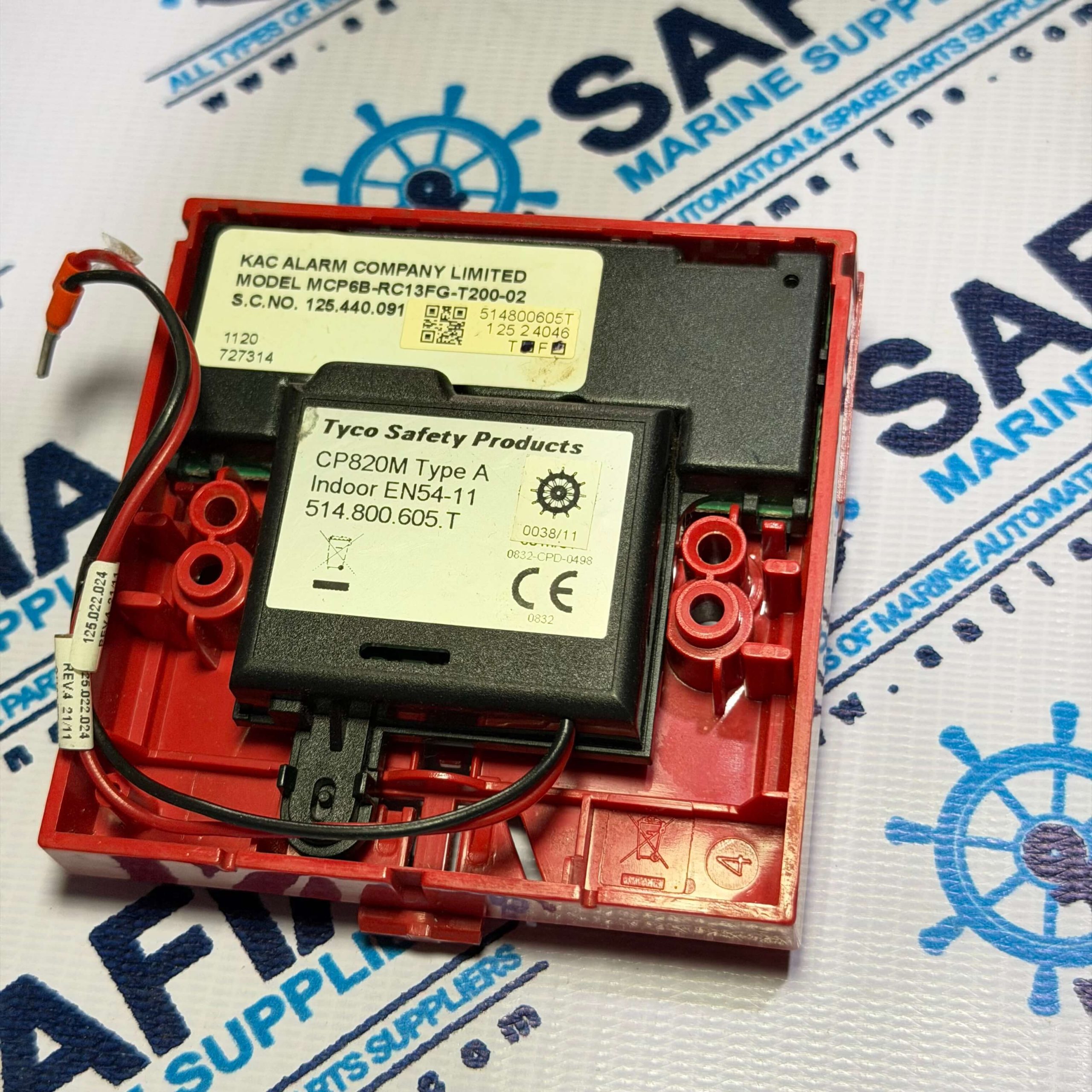 KAC ALARM COMPANY CP820M Type A MCP6B-RC13FG-T200-02 Manual Call Point